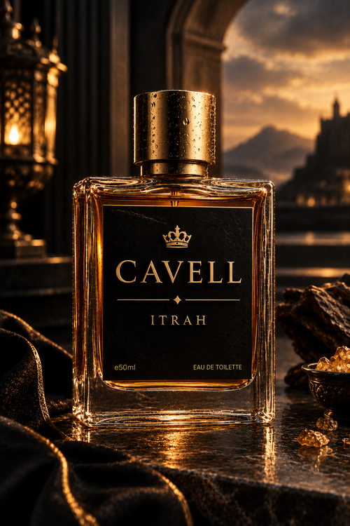 Itrah Cavell Eau de Toilette 50ml — amber bottle with black and gold royal label